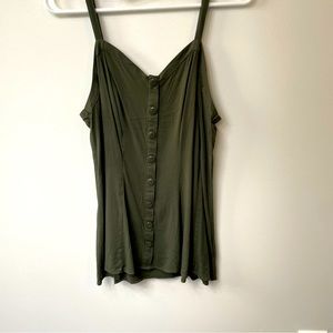 Torrid fit and flare olive green button up tank top - size 00 - large